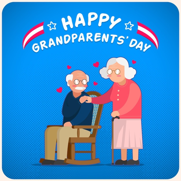 Free vector national grandparents' day with elder couple