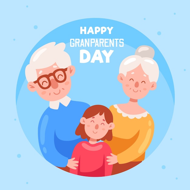Free vector national grandparents' day with grandparents and child