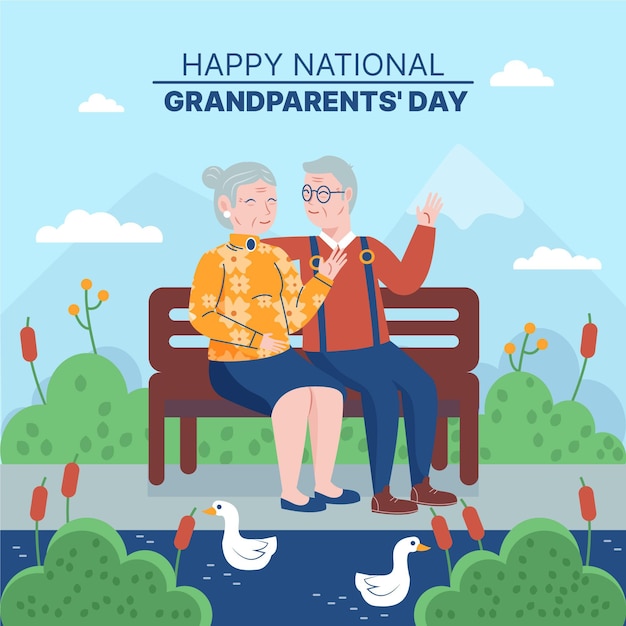 Бесплатное векторное изображение Национальный день бабушки и дедушки со старшей парой