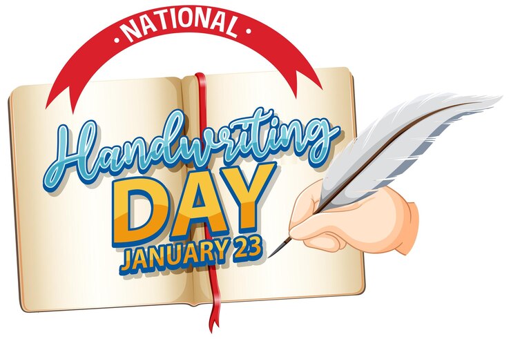 Free Vector national handwriting day logo banner