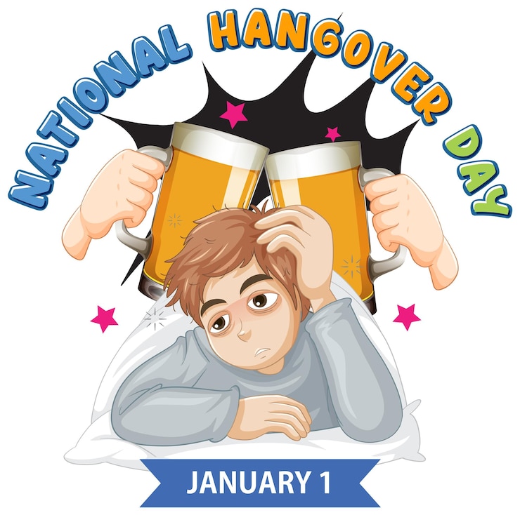 無料Vector 二日酔いの日 1 月アイコン