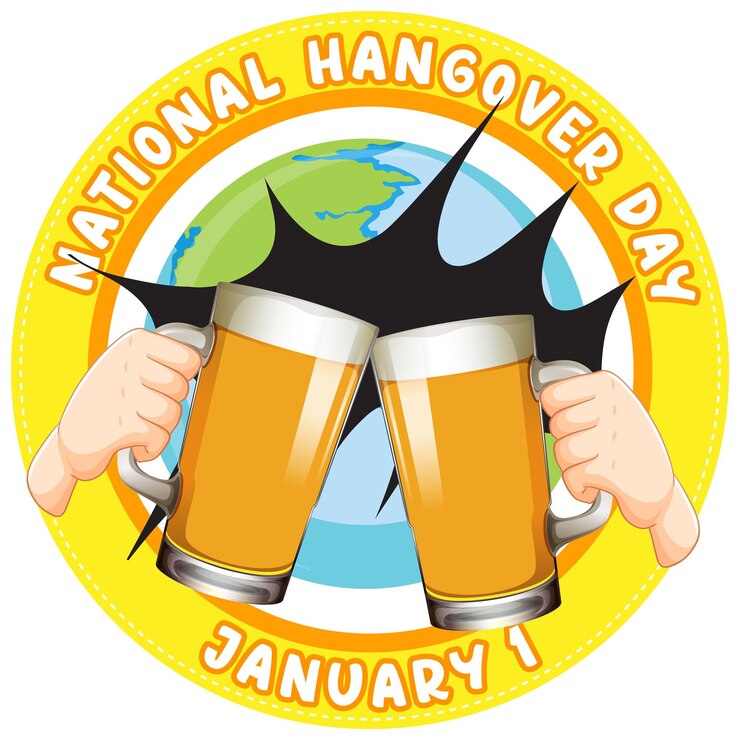 Free Vector national hangover day january icon