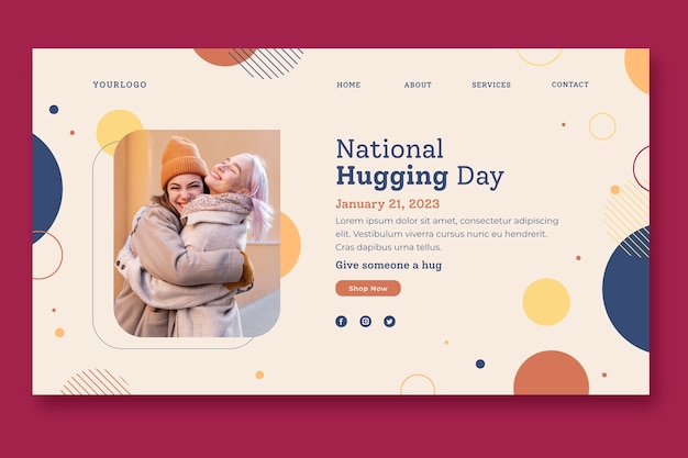 Free vector national hugging day landing page template