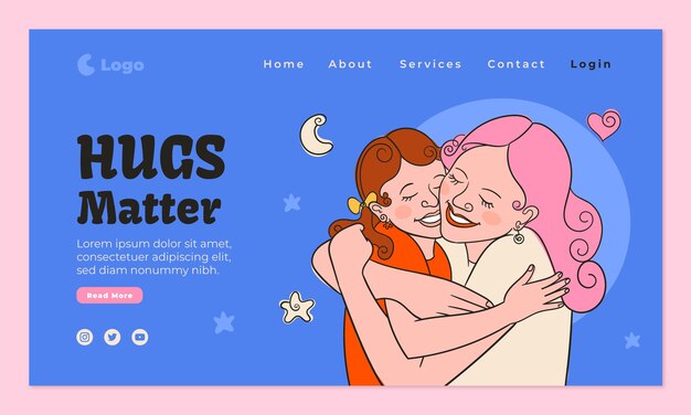 National hugging day landing page template