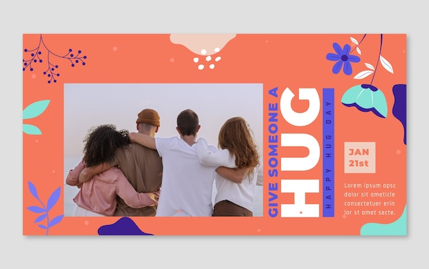 Free vector national hugging day social media post template