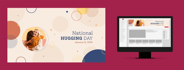 Free Vector national hugging day youtube channel art