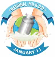 Бесплатное векторное изображение Икона национального дня молока в январе