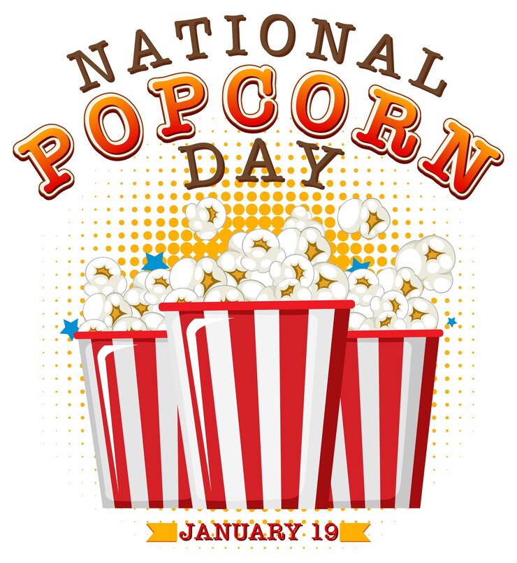 Free Vector national popcorn day logo banner
