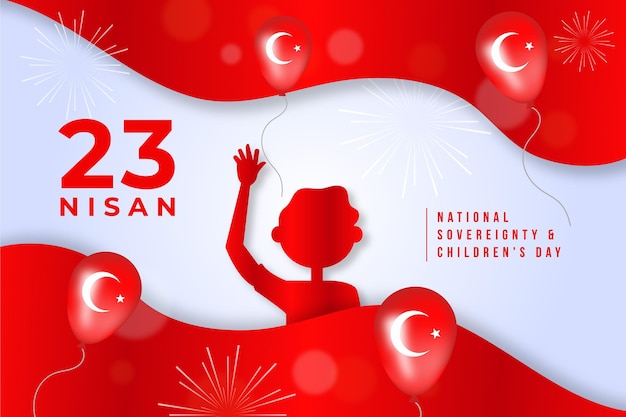 Free vector national sovereignty and children's day illustration with balloons