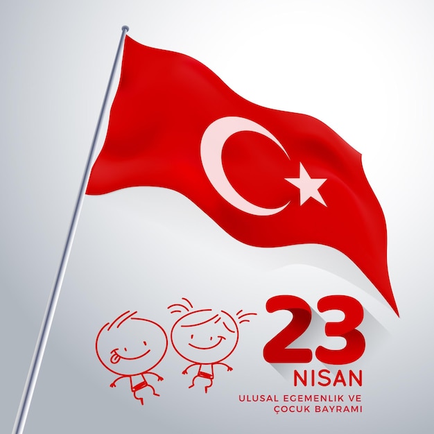 Free vector national sovereignty and children's day in turkey
