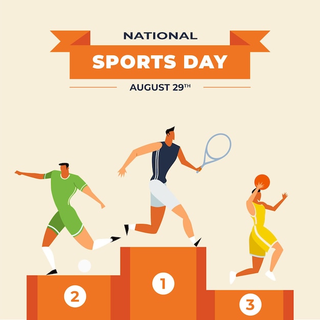 Vettore gratuito illustrazione della giornata nazionale dello sport