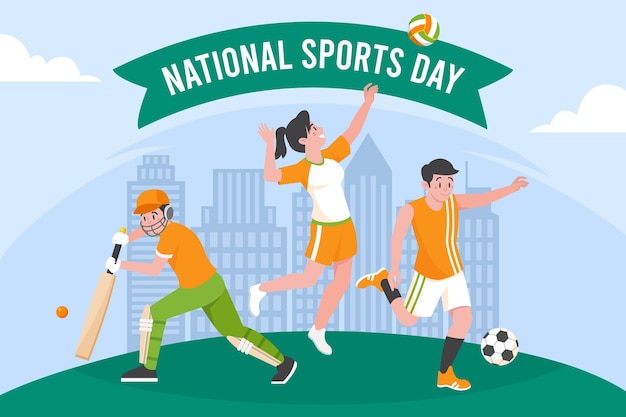 Free vector national sports day illustration