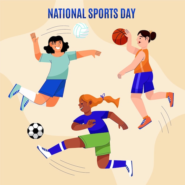 Free vector national sports day illustration