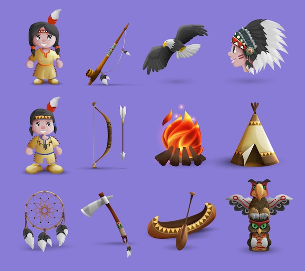 Native American Cartoon  Icons