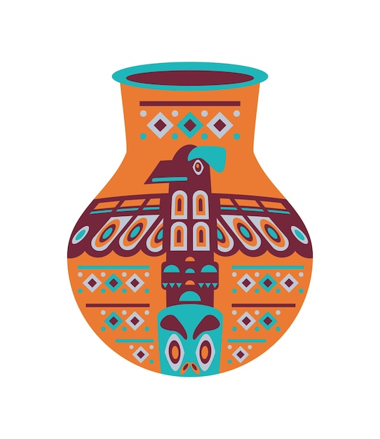 Free vector native american clay vase