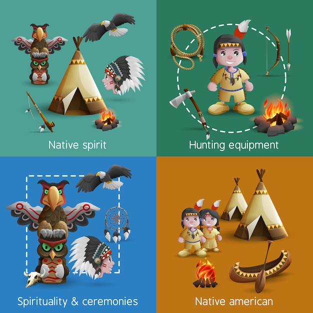 Free vector native american icons set