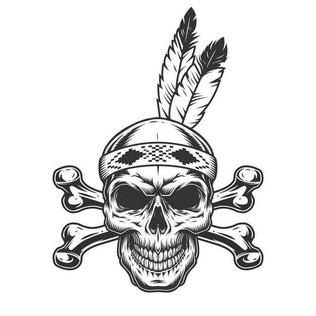 Native american indian warrior skull