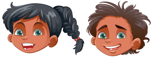 Free vector native american kids in cartoon style