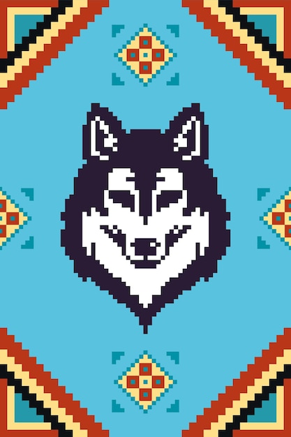 Free vector native american pattern of wolf face