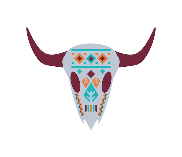 Бесплатное векторное изображение Череп коренных американцев