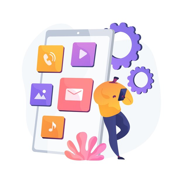 native mobile app abstract concept   illustration. smartphone application, programming language, operating system, online store, marketplace, web browser, software  