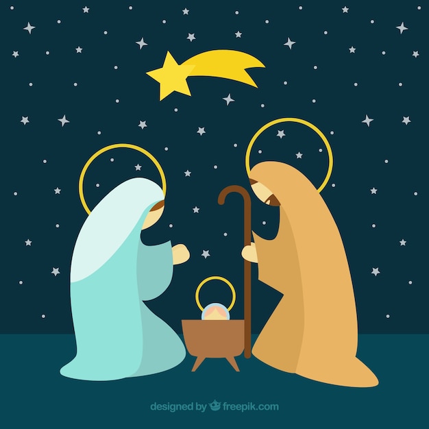 Nativity scene background with shooting star 