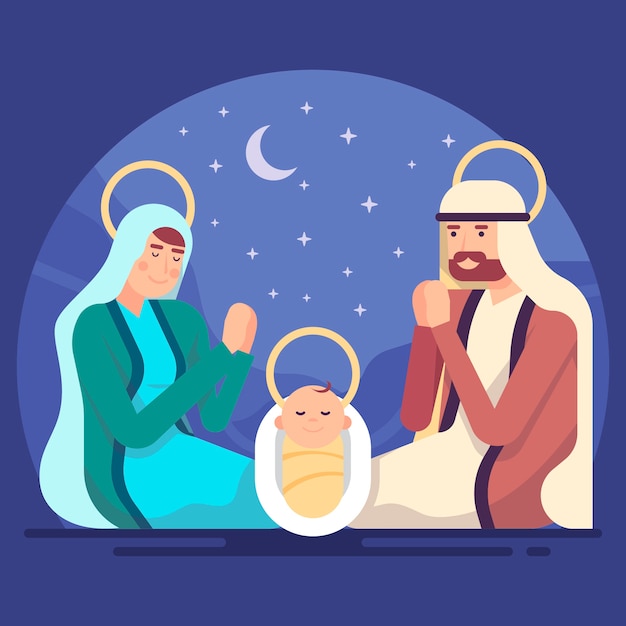 Nativity scene concept in flat design