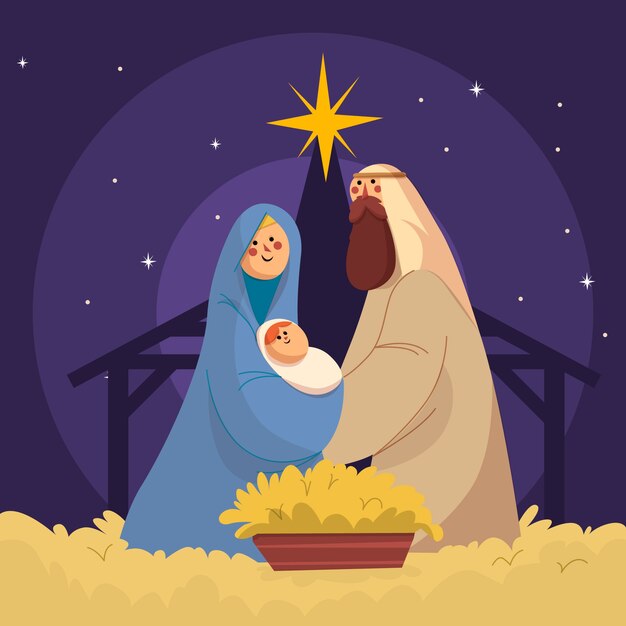 Nativity scene concept in flat design