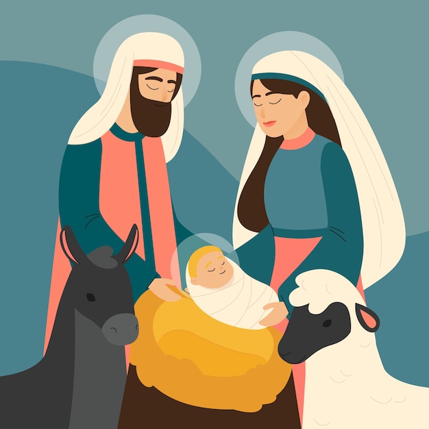 Nativity scene concept in flat design