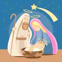 Free vector nativity scene concept in flat design