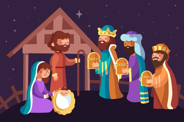 Nativity scene concept in flat design