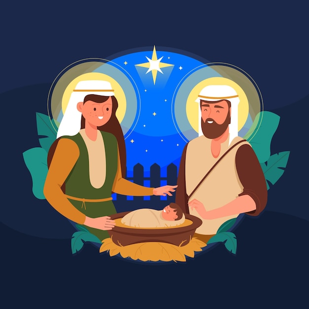 Free vector nativity scene concept in flat design