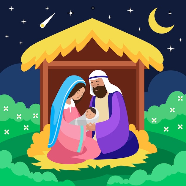 Nativity scene concept in flat design