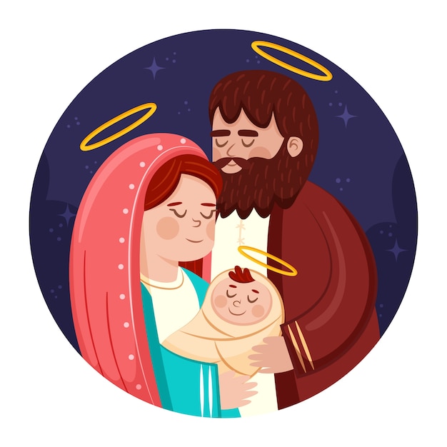 Free vector nativity scene concept in hand drawn