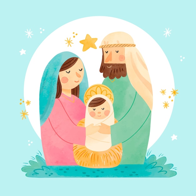 Nativity scene concept in watercolor