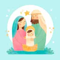 Free vector nativity scene concept in watercolor