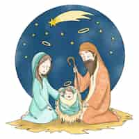 Free vector nativity scene concept in watercolor