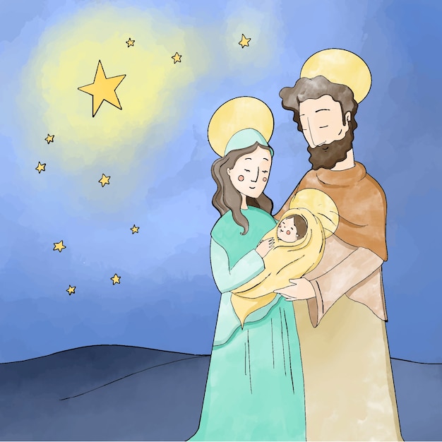 Free vector nativity scene concept in watercolor