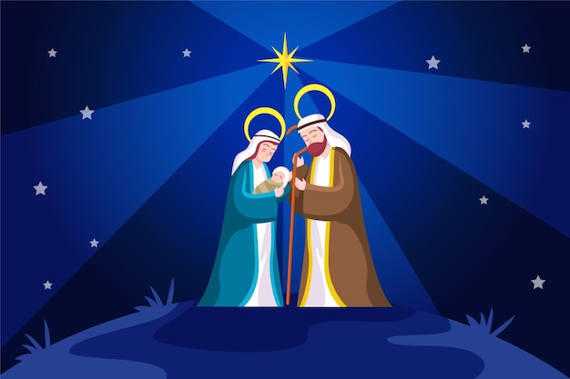 Vettore gratuito presepe in illustrazione design piatto