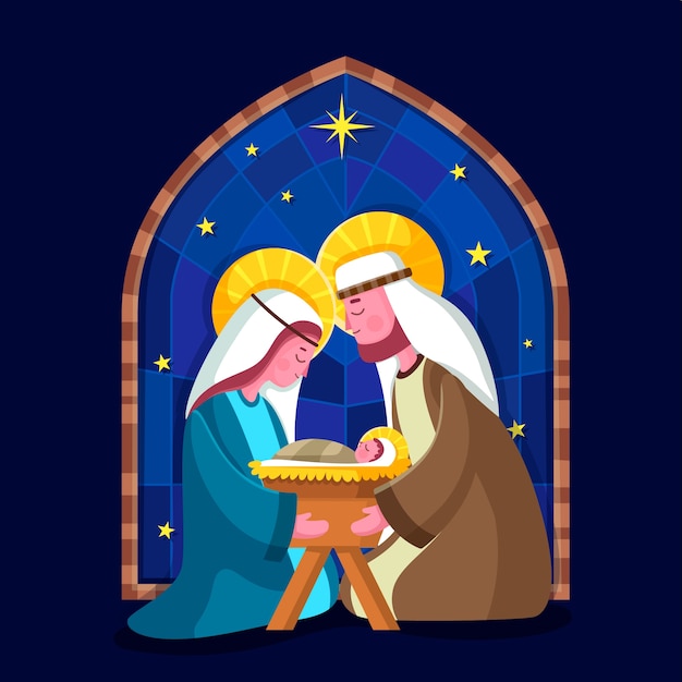 Free vector nativity scene in flat design