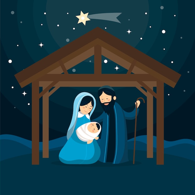 Free vector nativity scene illustration in flat design