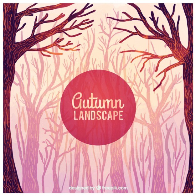 Free Vector natural autumn landscape