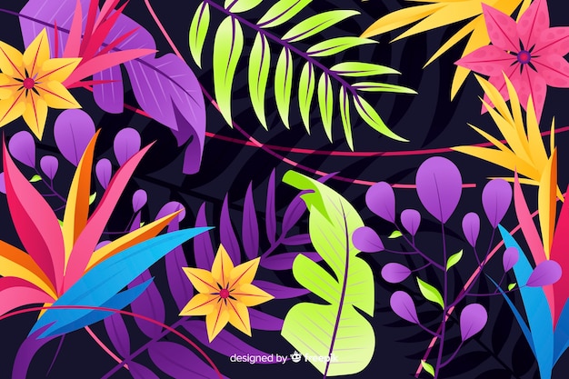 Natural background with colorful exotic flowers