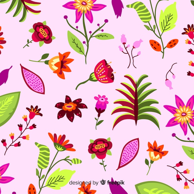 Free vector natural background with colorful exotic flowers