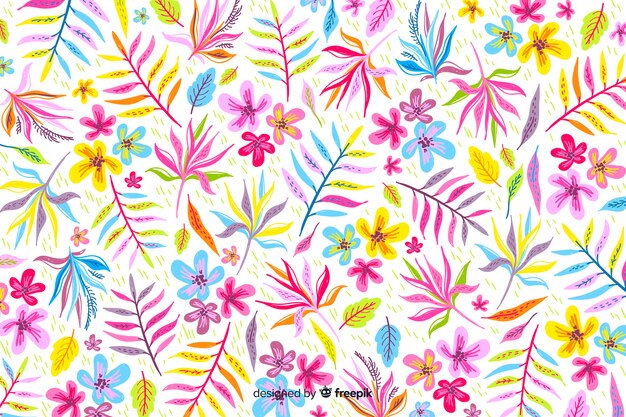 Natural background with colorful exotic flowers