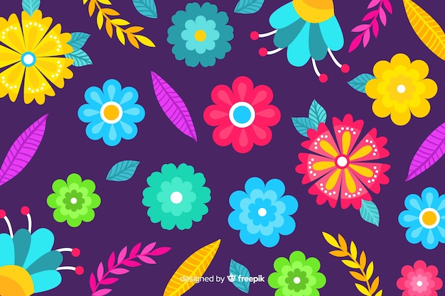 Free vector natural background with colorful exotic flowers