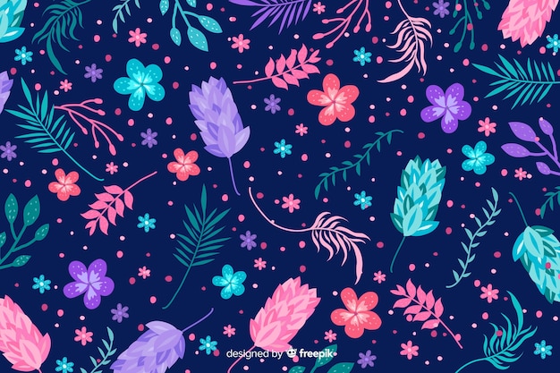 Free vector natural background with colorful exotic flowers