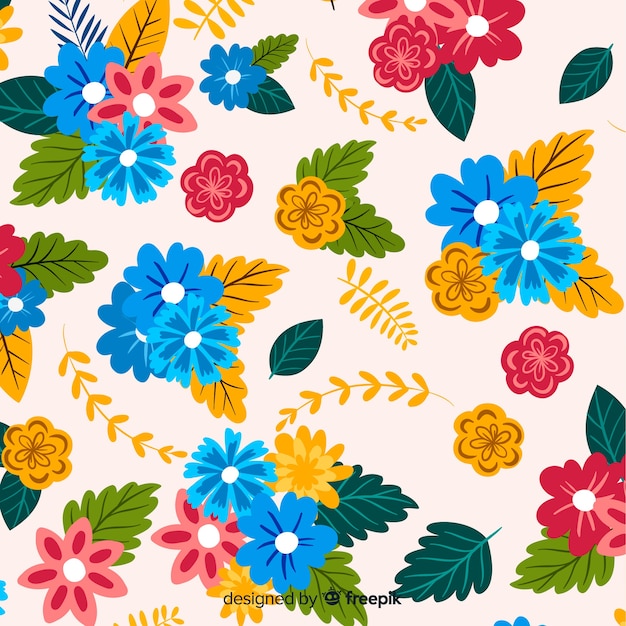 Free vector natural background with colorful flowers