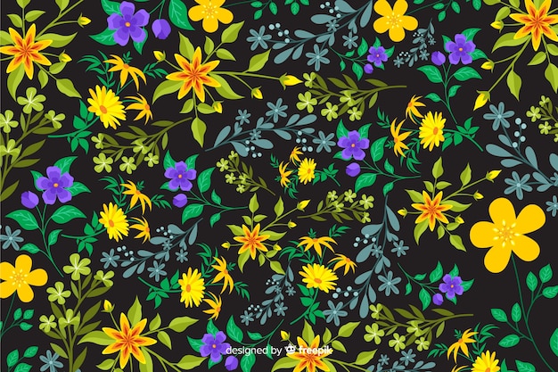 Free vector natural background with colorful flowers