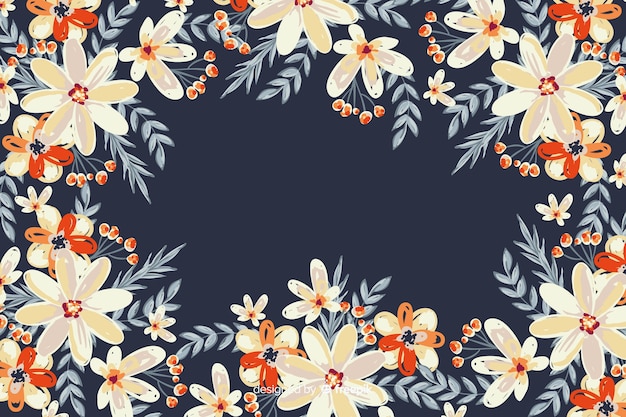 Free vector natural background with colorful painted flowers